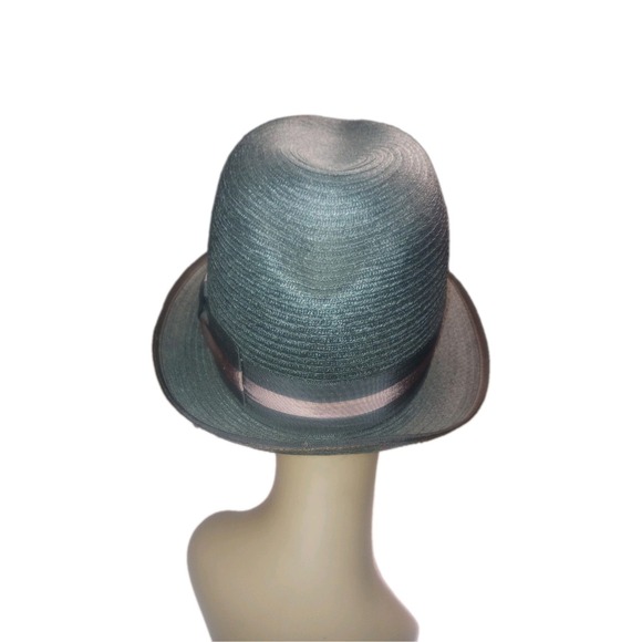 Stetson Wallersein Straw Vintage Fedora Blk Banded 6 5/8 - Picture 3 of 6